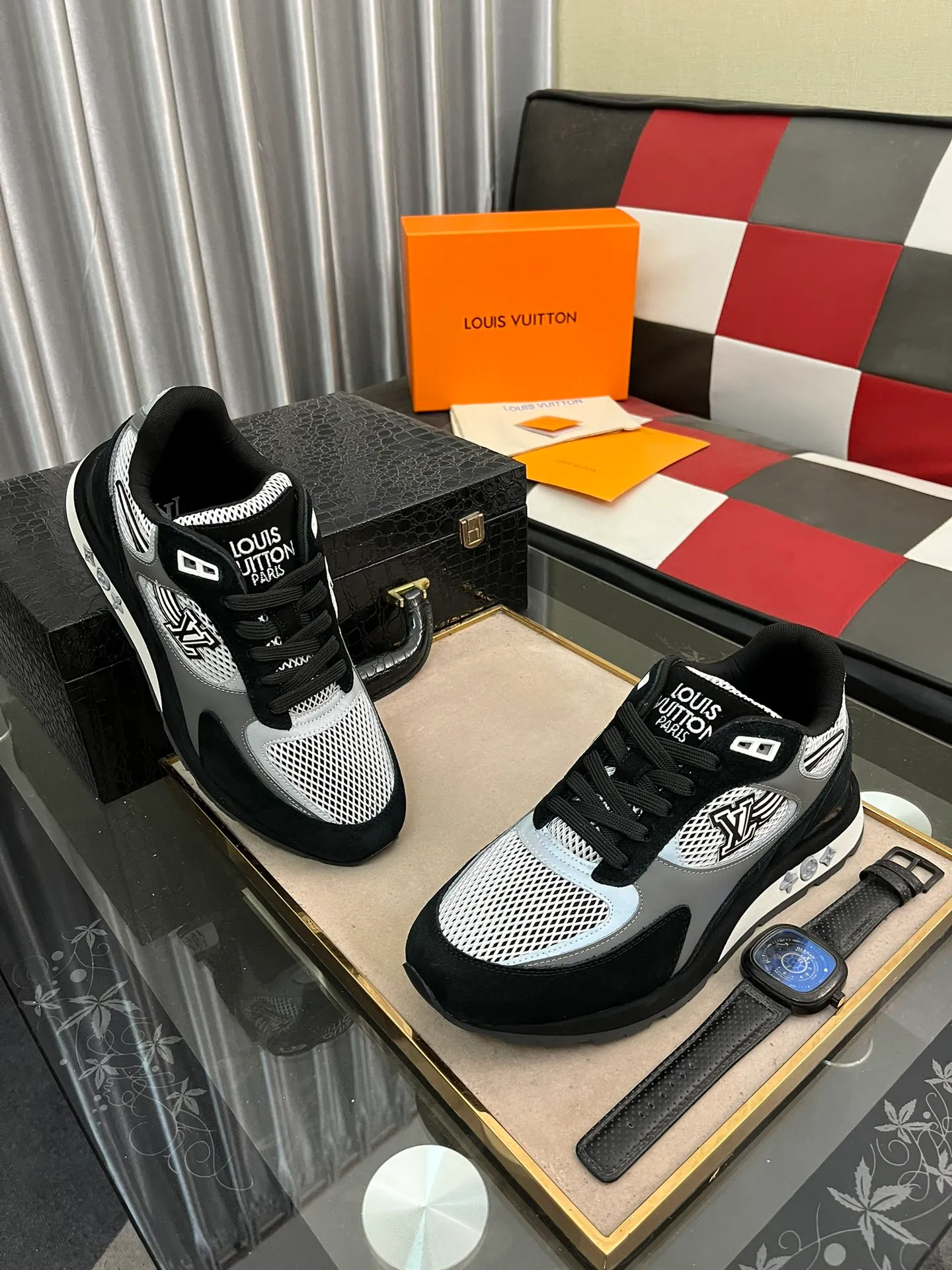 Men's Men's Shoes 💰660⌚️⌚️【LOUIS VUITTON) New 🍀LV Louis Vuitton*——LV classic dad shoes trendy shoes! Made of imported original soft calf leather, imported fly woven lining. Original wear-resistant rubber outsole! High quality products! Code number: 38-44